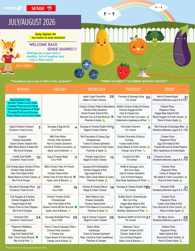 July/August Menu