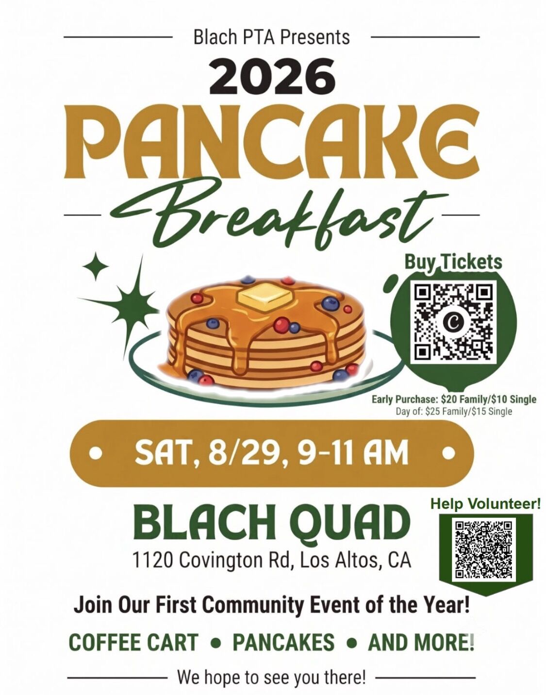 Pancake Breakfast is this Saturday