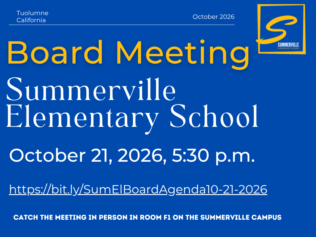 Notice of Regular Board Meeting – Wednesday, October 21, 2026, Summerville Elementary School District