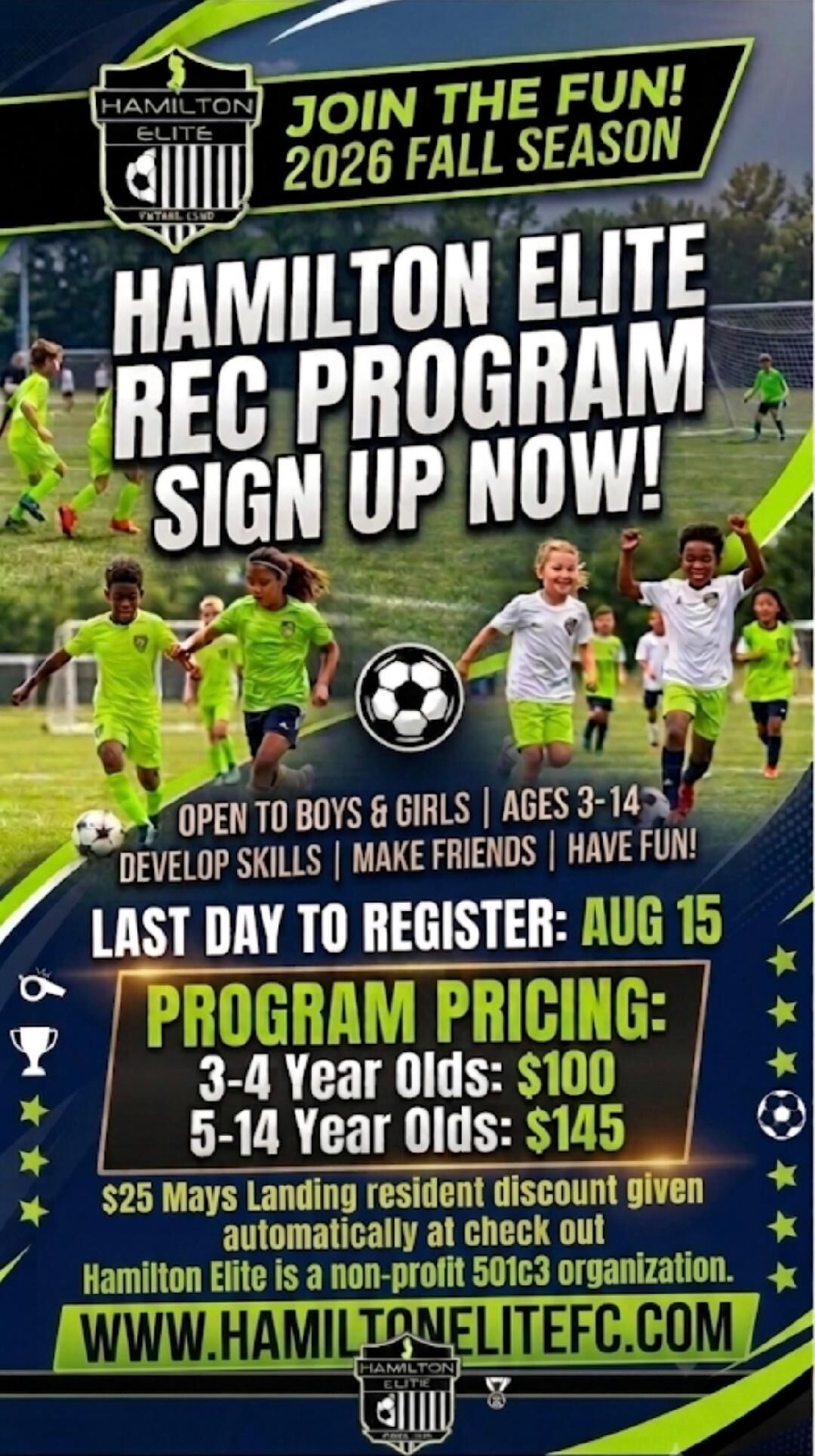 Hamilton Elite Rec Soccer Registration Info