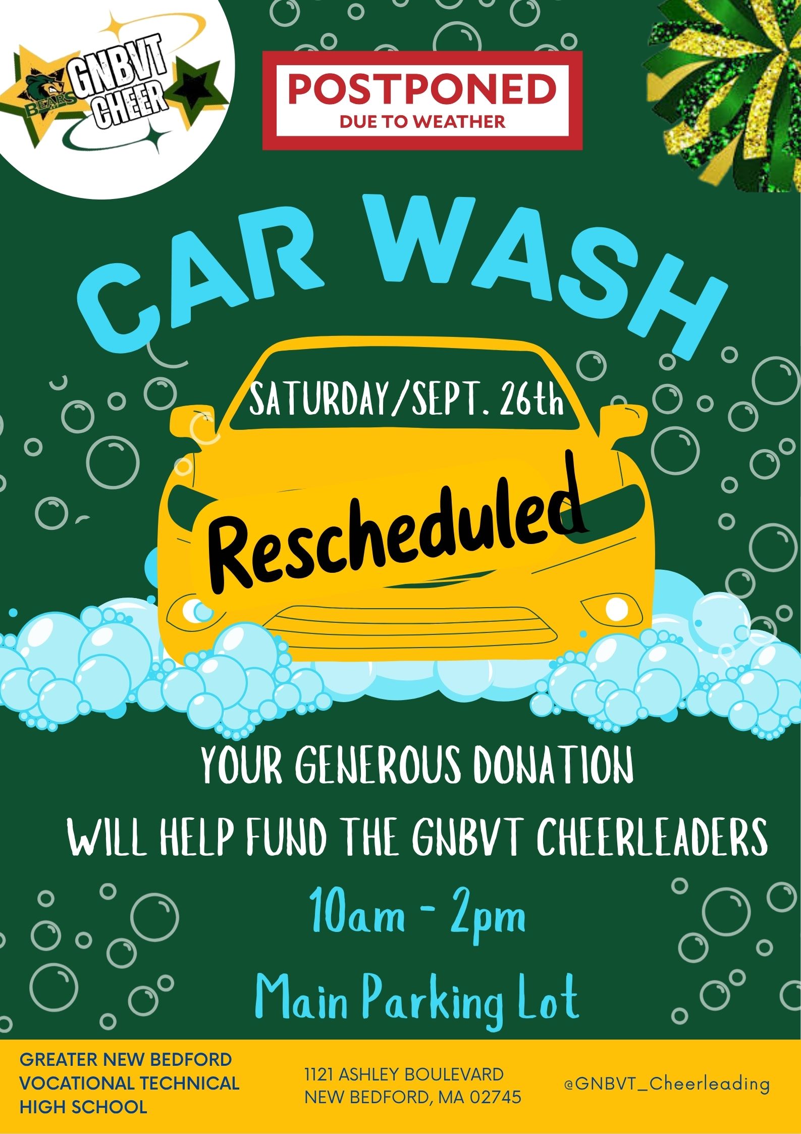 GNBVT Cheer Team Car Wash RESCHEDULED again!