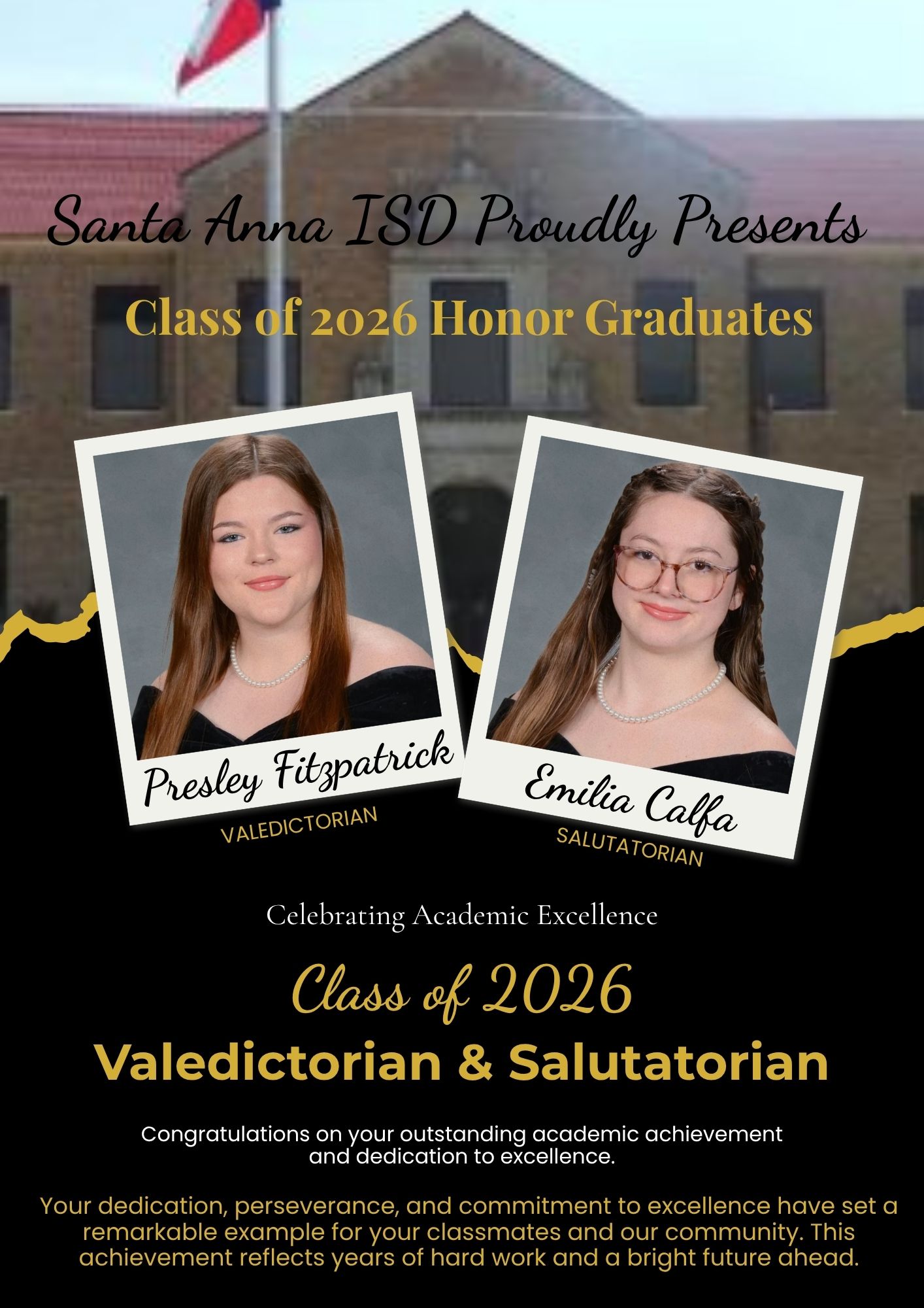 Class of 2026 Valedictorian, Salutatorian