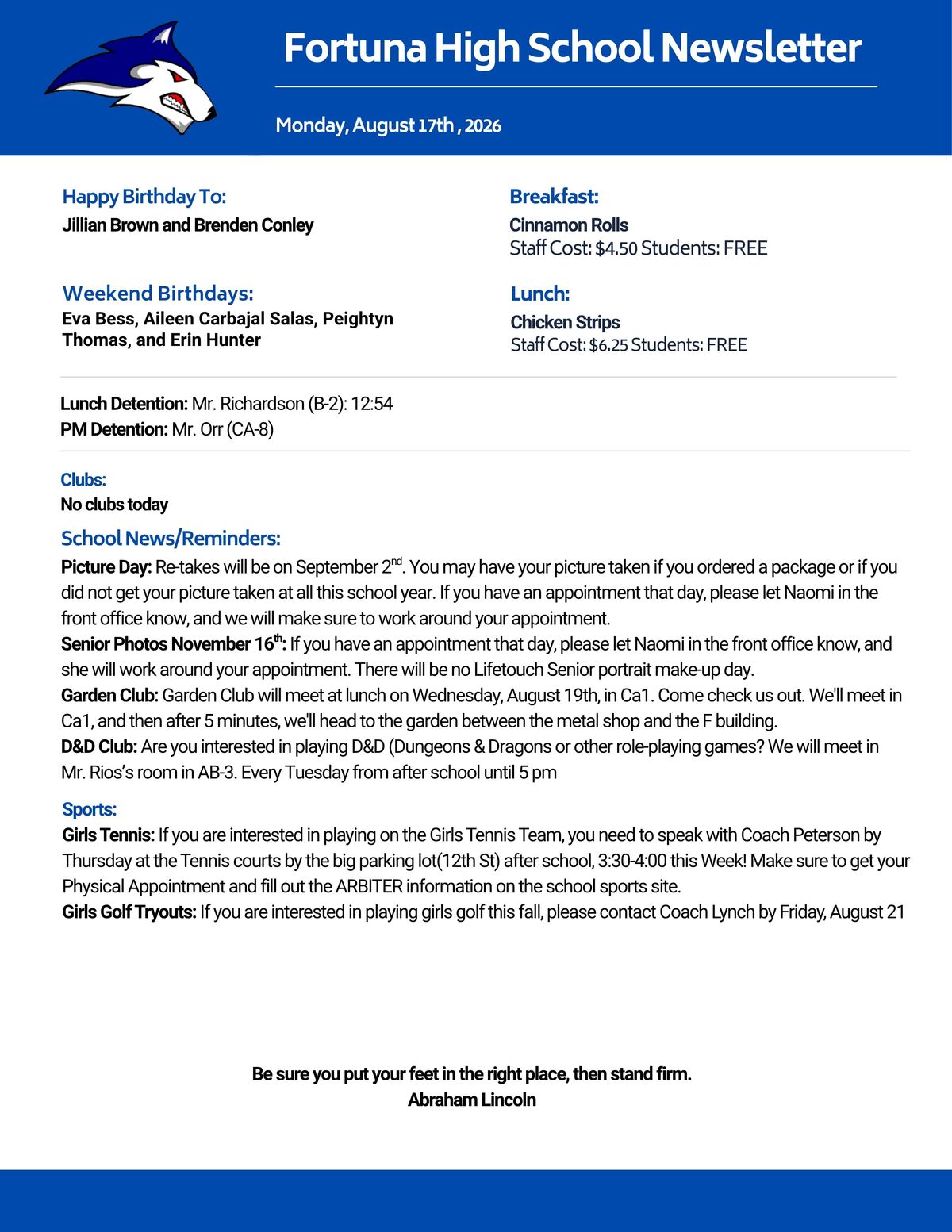 Bulletin 08/17/2026