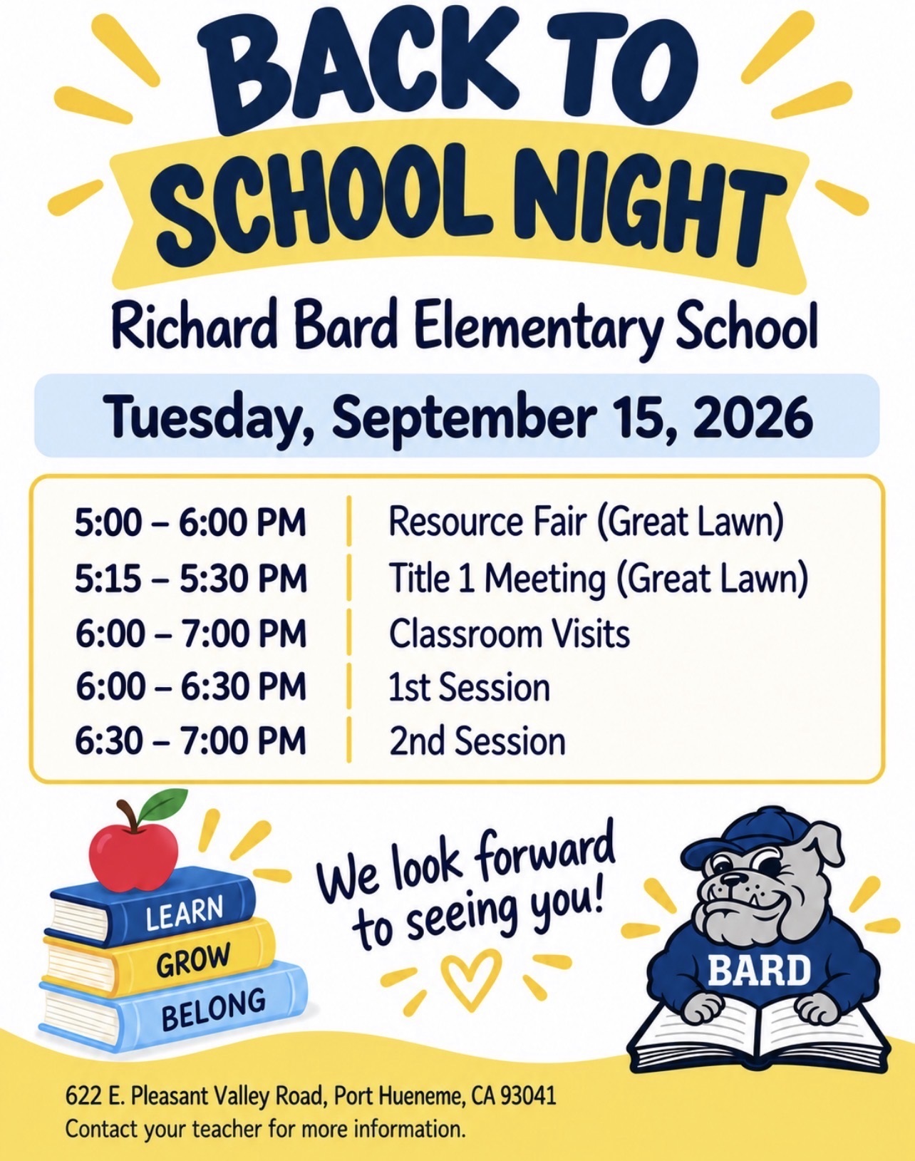 Back-to-School Night this Tuesday, September 15!