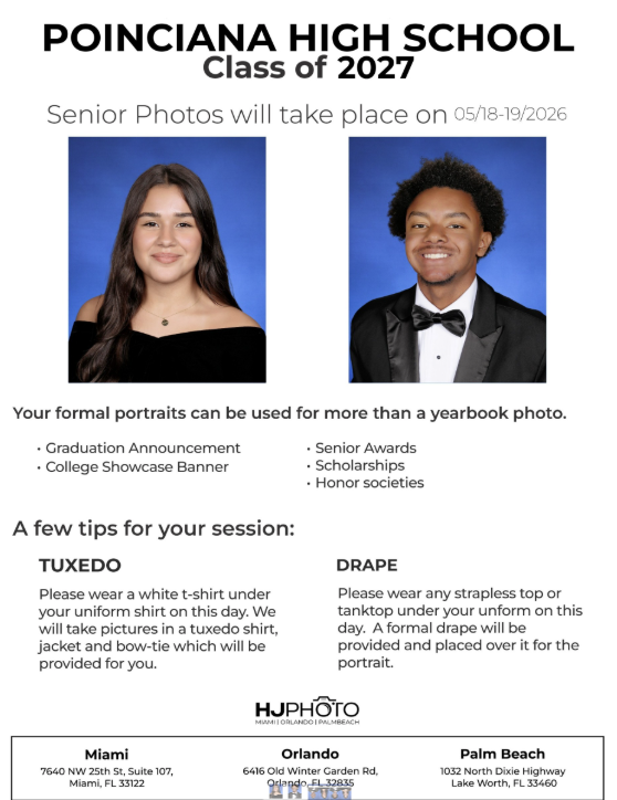 Senior Portraits for Current Juniors Available May 18 and 19 at PHS