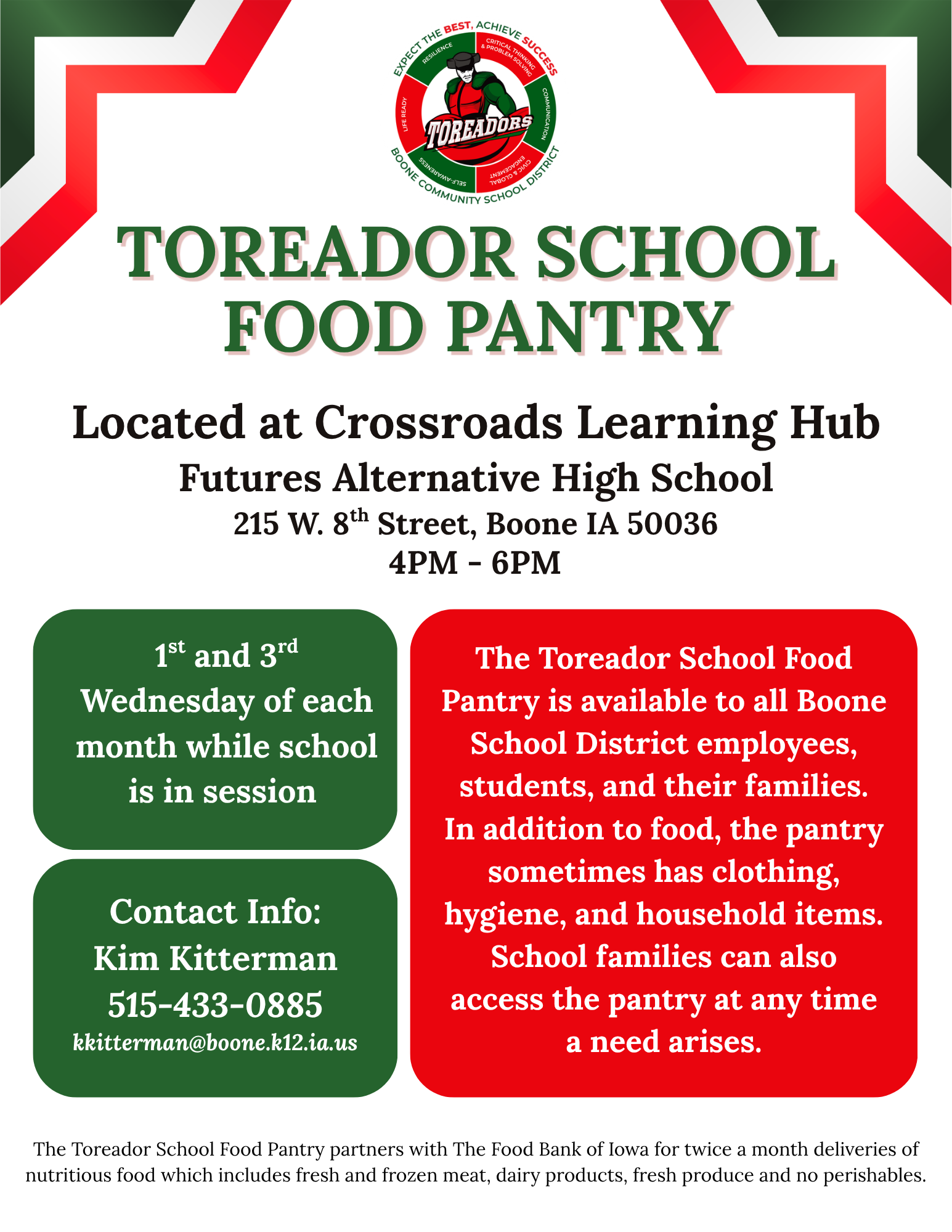 Toreador School Food Pantry Starts TOMORROW 9/16/26!
