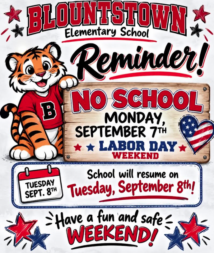 Reminder-No School Monday September 7th 