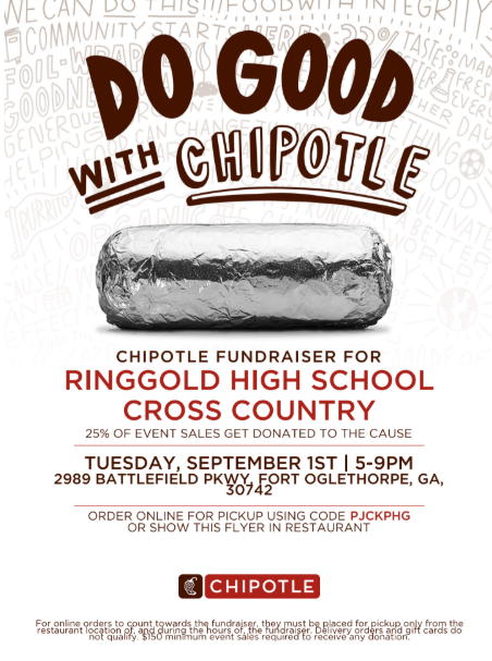 🏃‍♂️ Cross Country Fundraiser on 9/1 at Chipotle 🌮