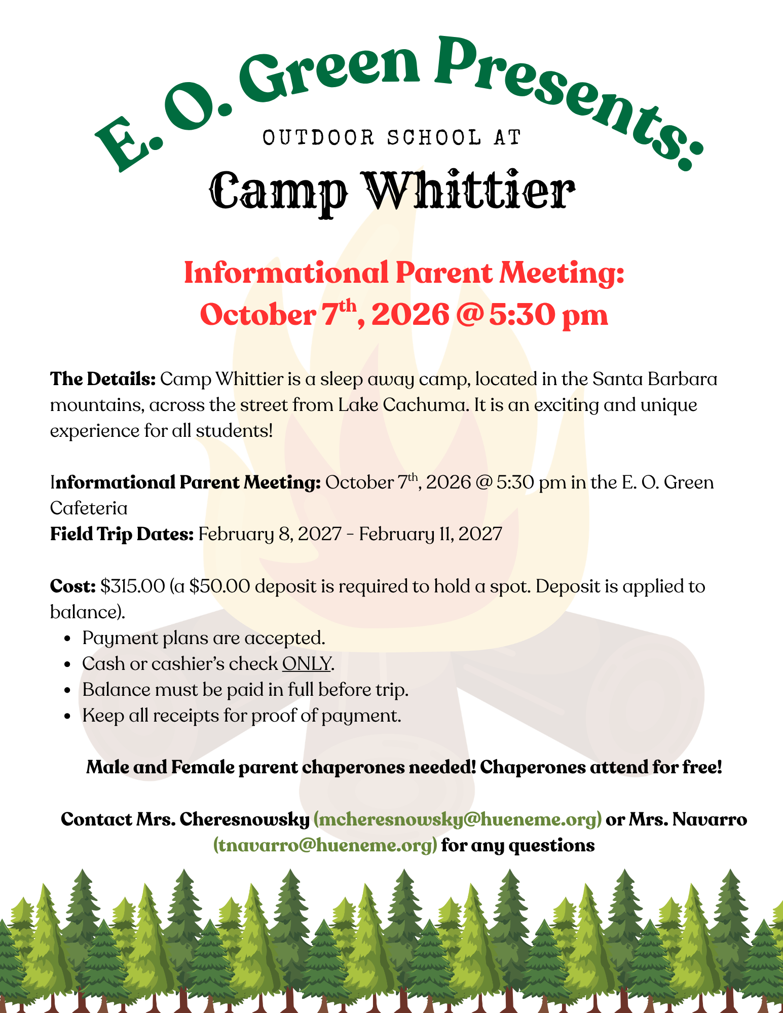  Outdoor School at Camp Whittier: Parent Information Meeting