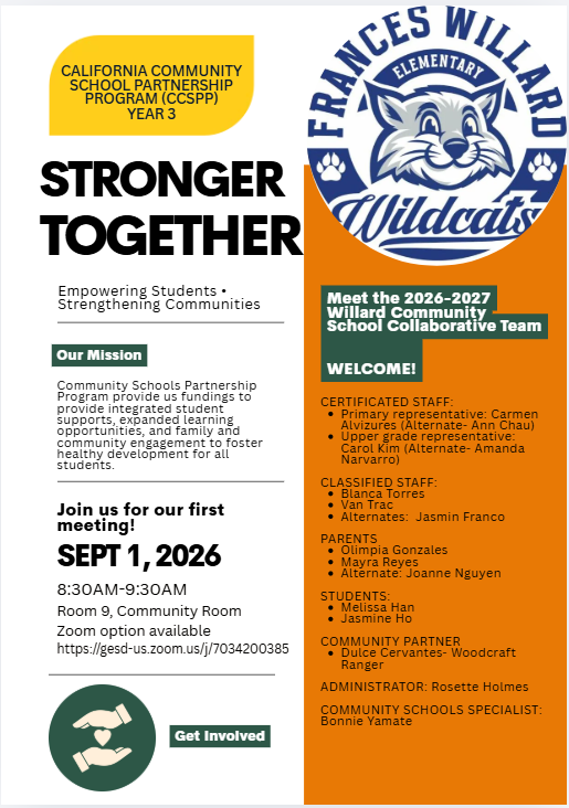 WILLARD Community Schools Collaborative Meeting on Tuesday, September 1 