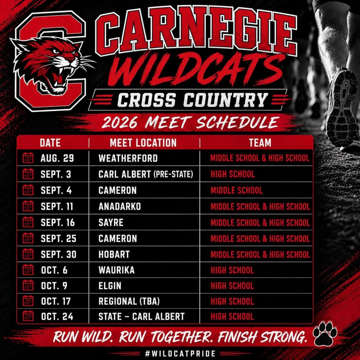 Wildcat 2026 Cross Country Schedule 