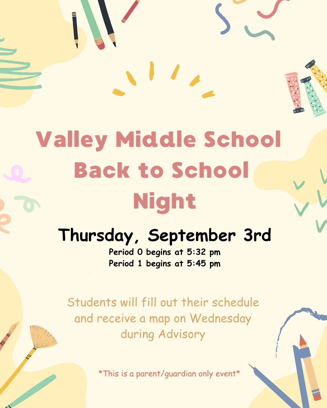 Back to School Night/Thursday, September 3
