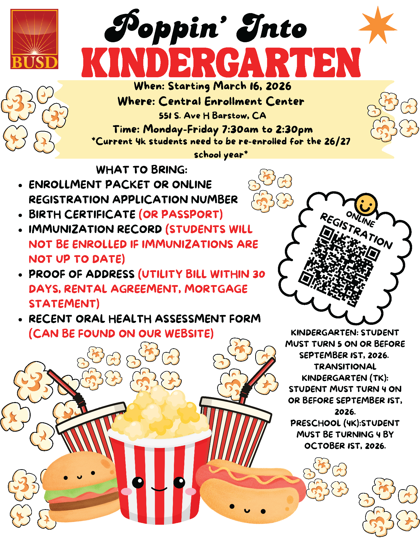 Poppin' Into Kindergarten - Registration Begins March 16, 2026