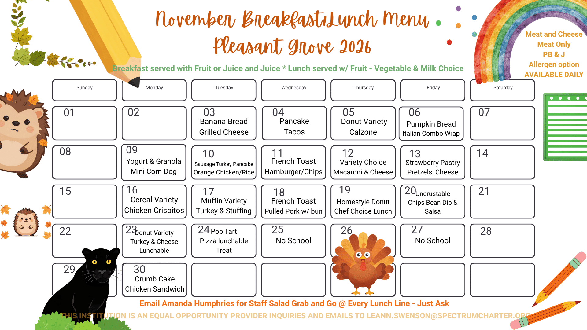 November Staff Breakfast/Lunch order Form PG 2026