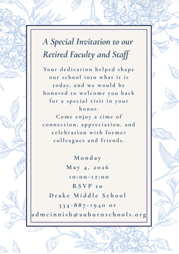DMS Retired Faculty and Staff Reception - May 4th from 10:00 AM - 12:00 PM