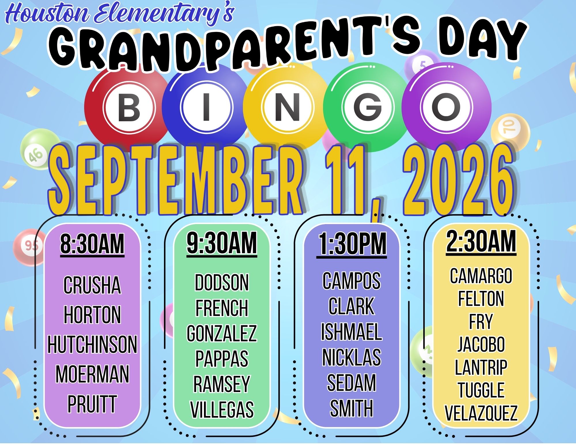 Grandparent's Day Bingo 