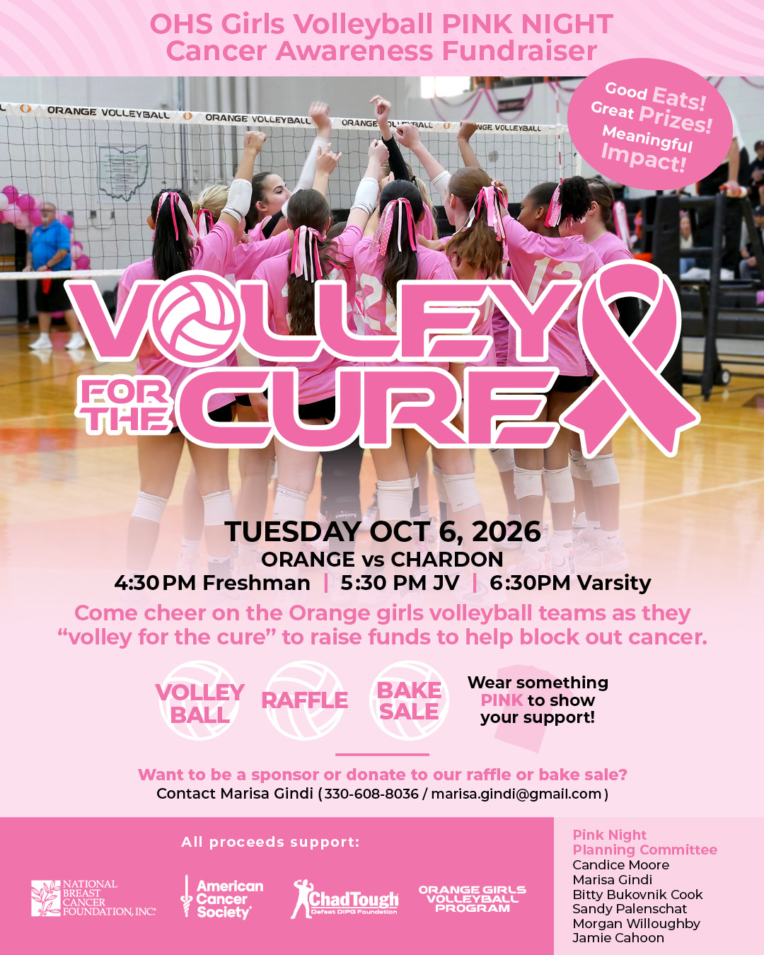Let’s Volley For The Cure! Join OHS Volleyball for Pink Night, Tue. Oct. 6
