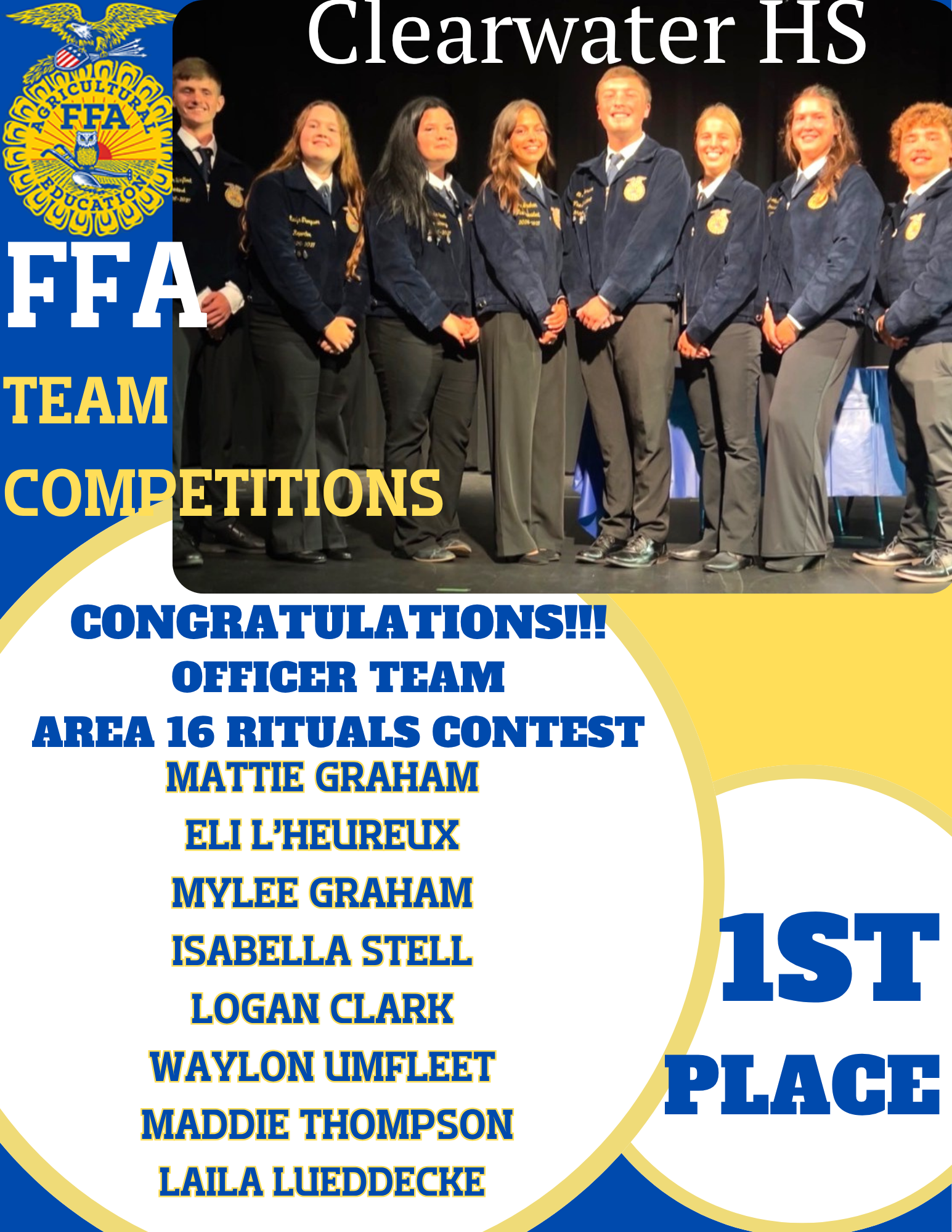Congrats! FFA Officer Team-1st Place Rituals Contest