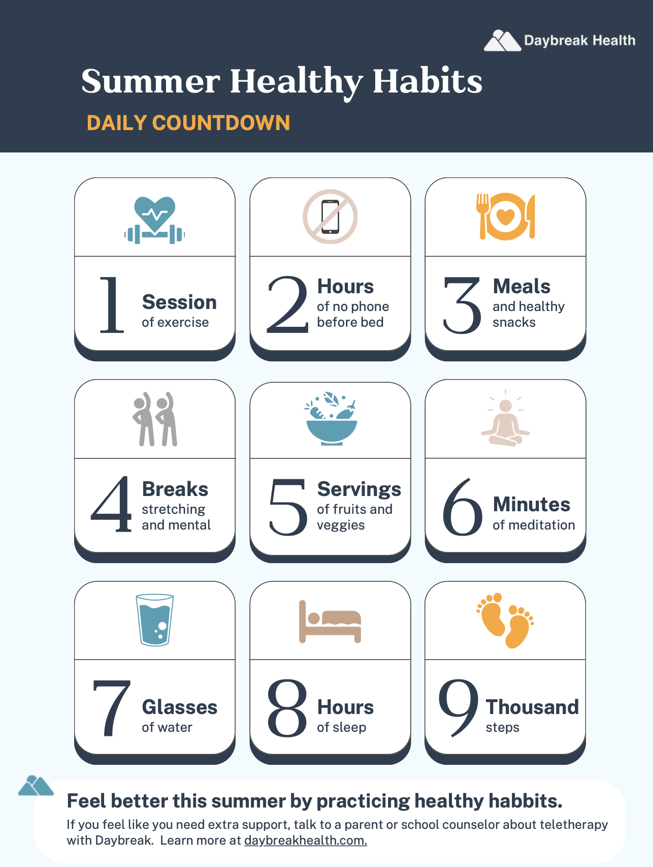 Student's Summer Healthy Habits - Daybreak