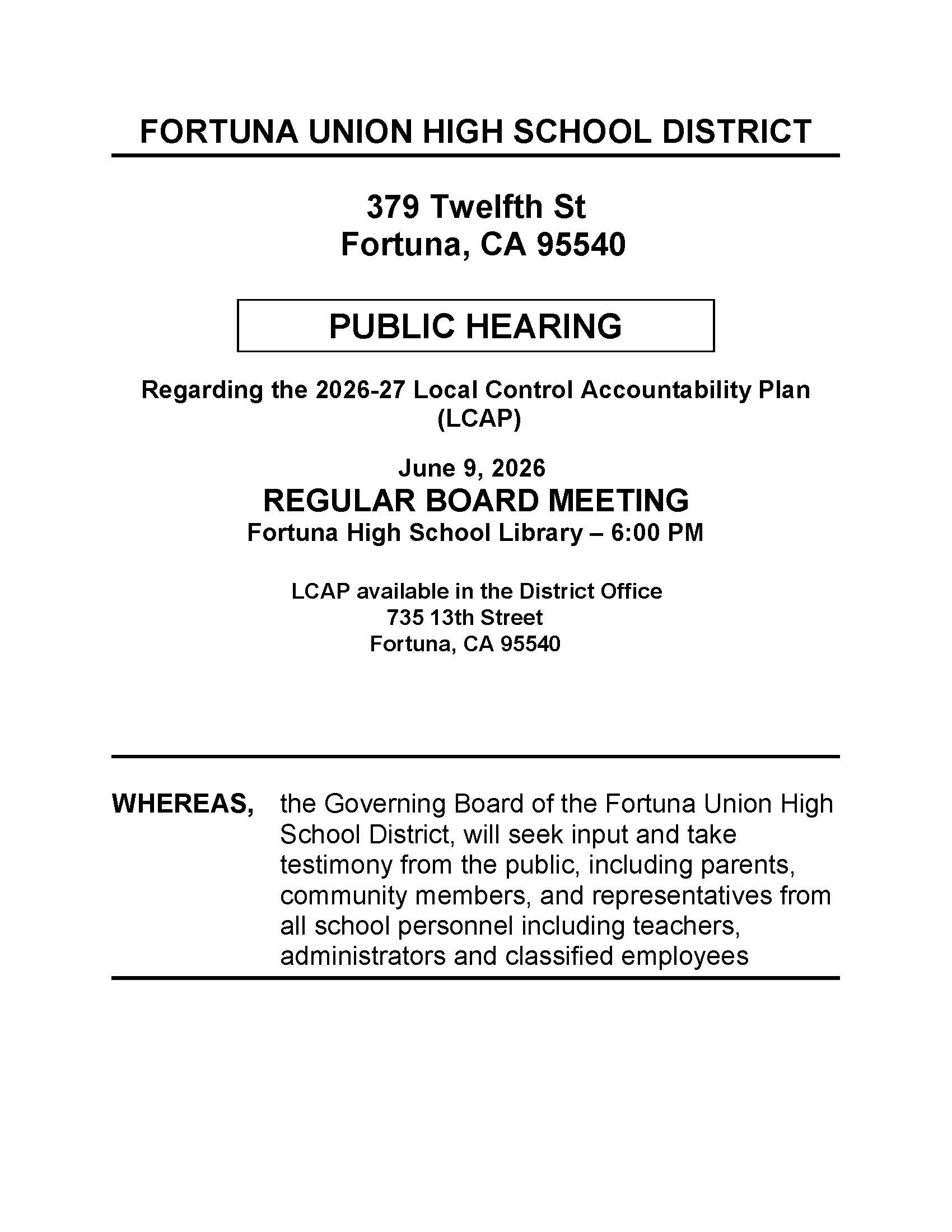 Public Hearing Notice