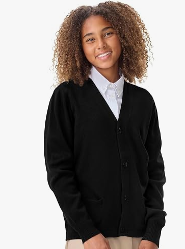 Uniform example with sweater over collared shirt