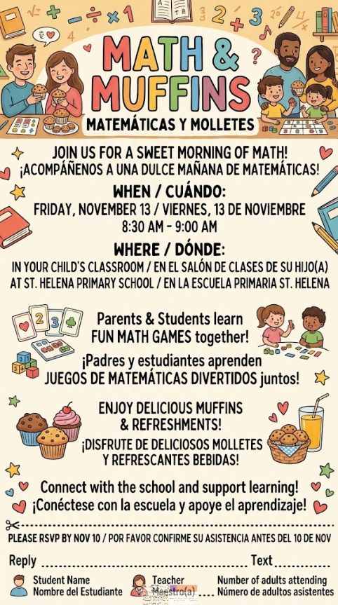 SHPS Math & Muffins ~ Friday, Nov. 13 at 8:30 am