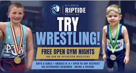 Try Wrestling Flyer free open gym nights