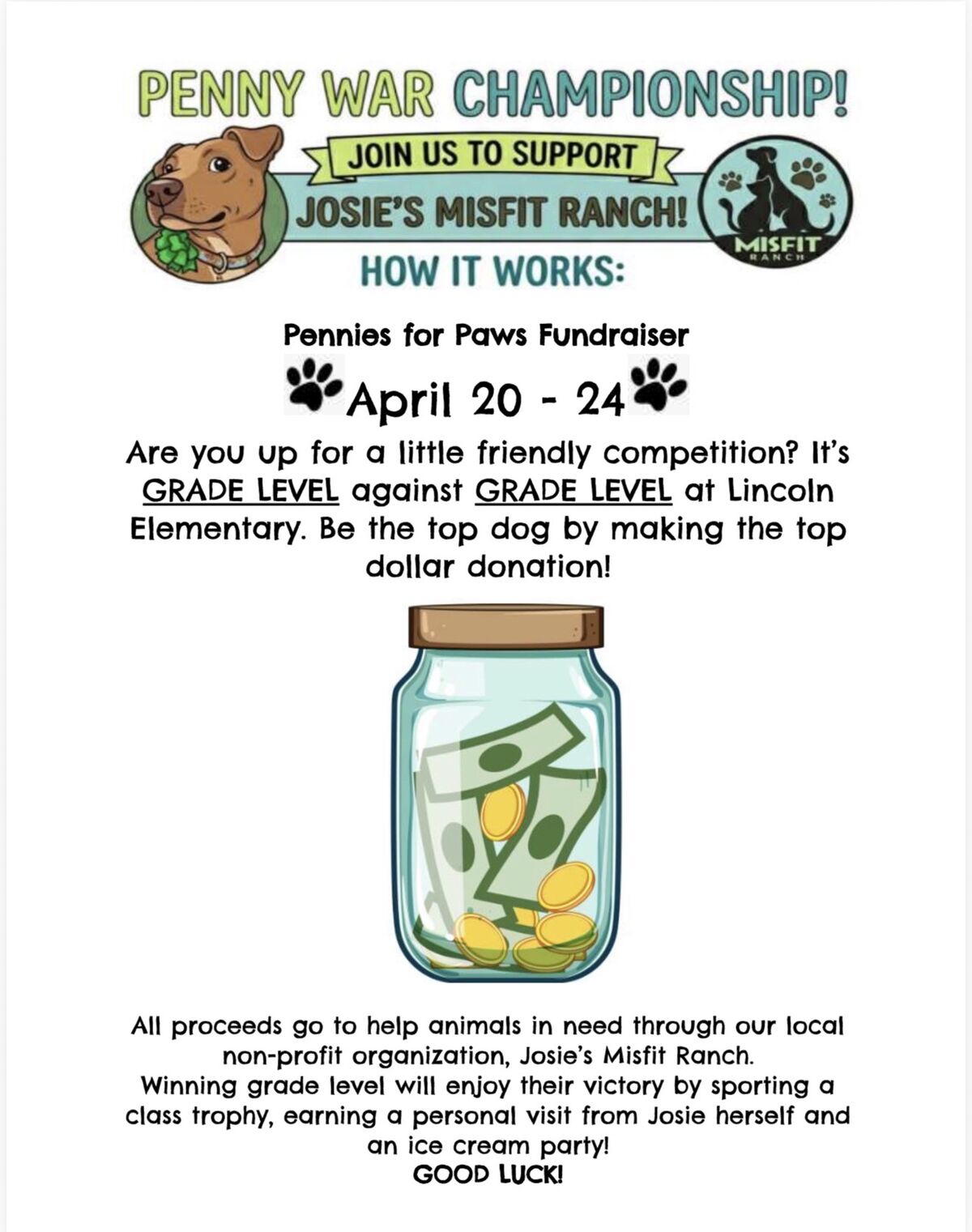 Pennies for Paws Fundraiser!