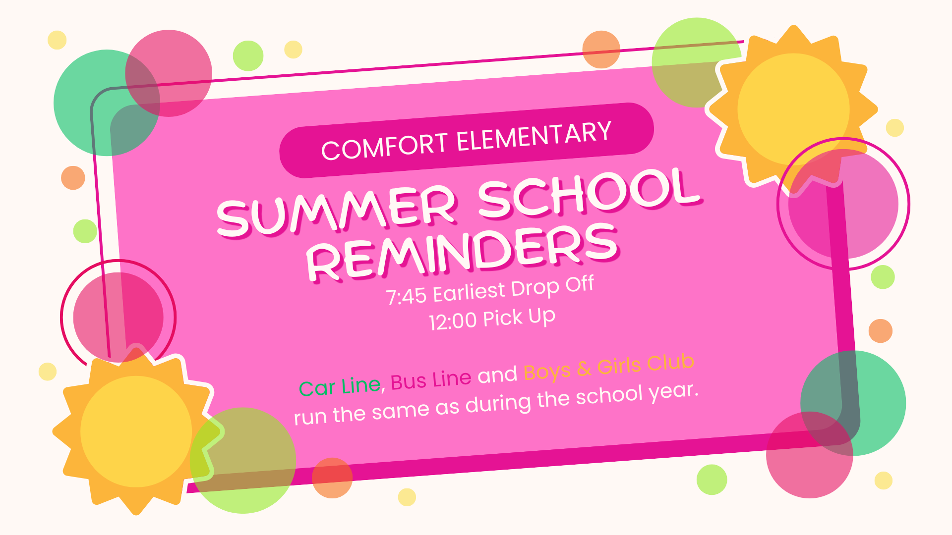 Summer School Reminders