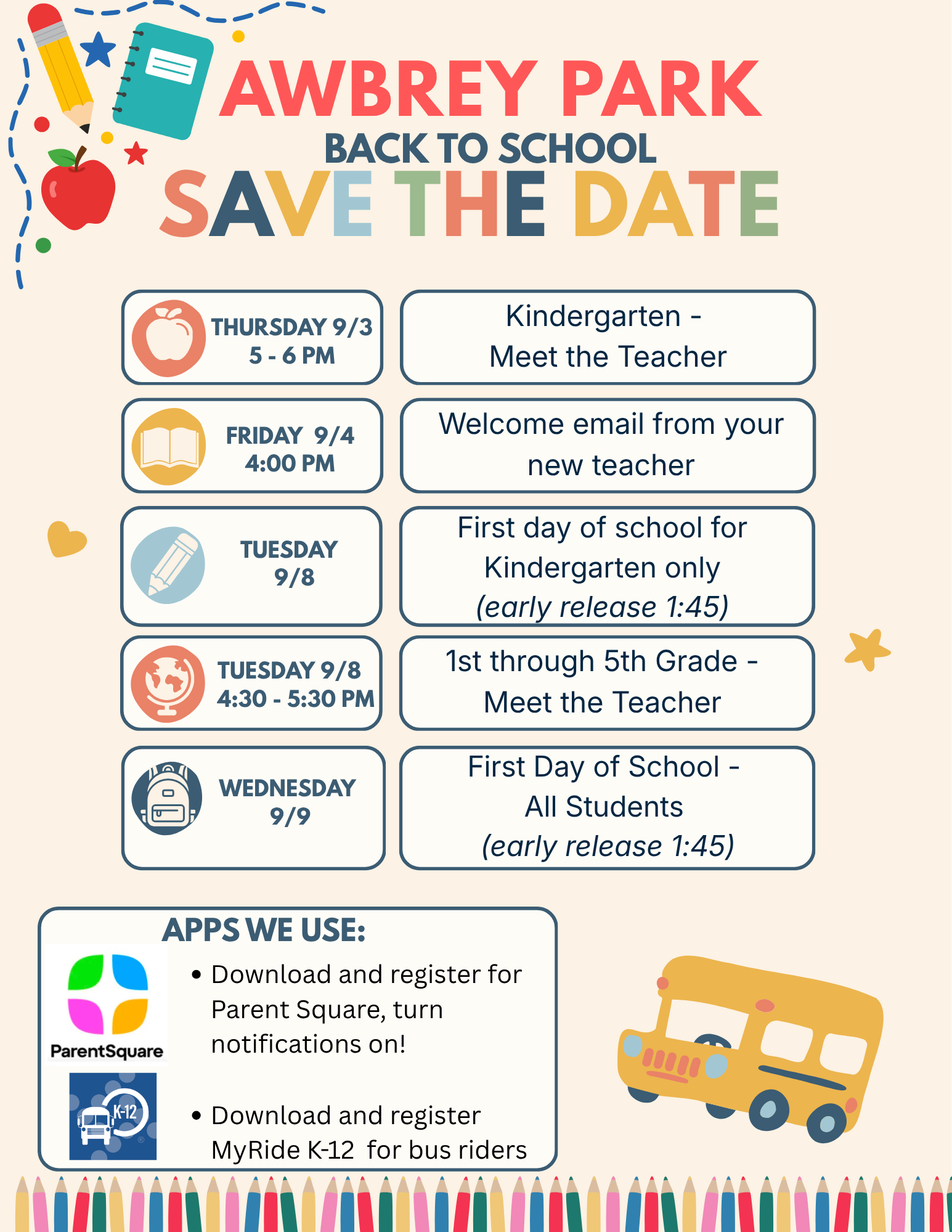 Save The Date and Supply List