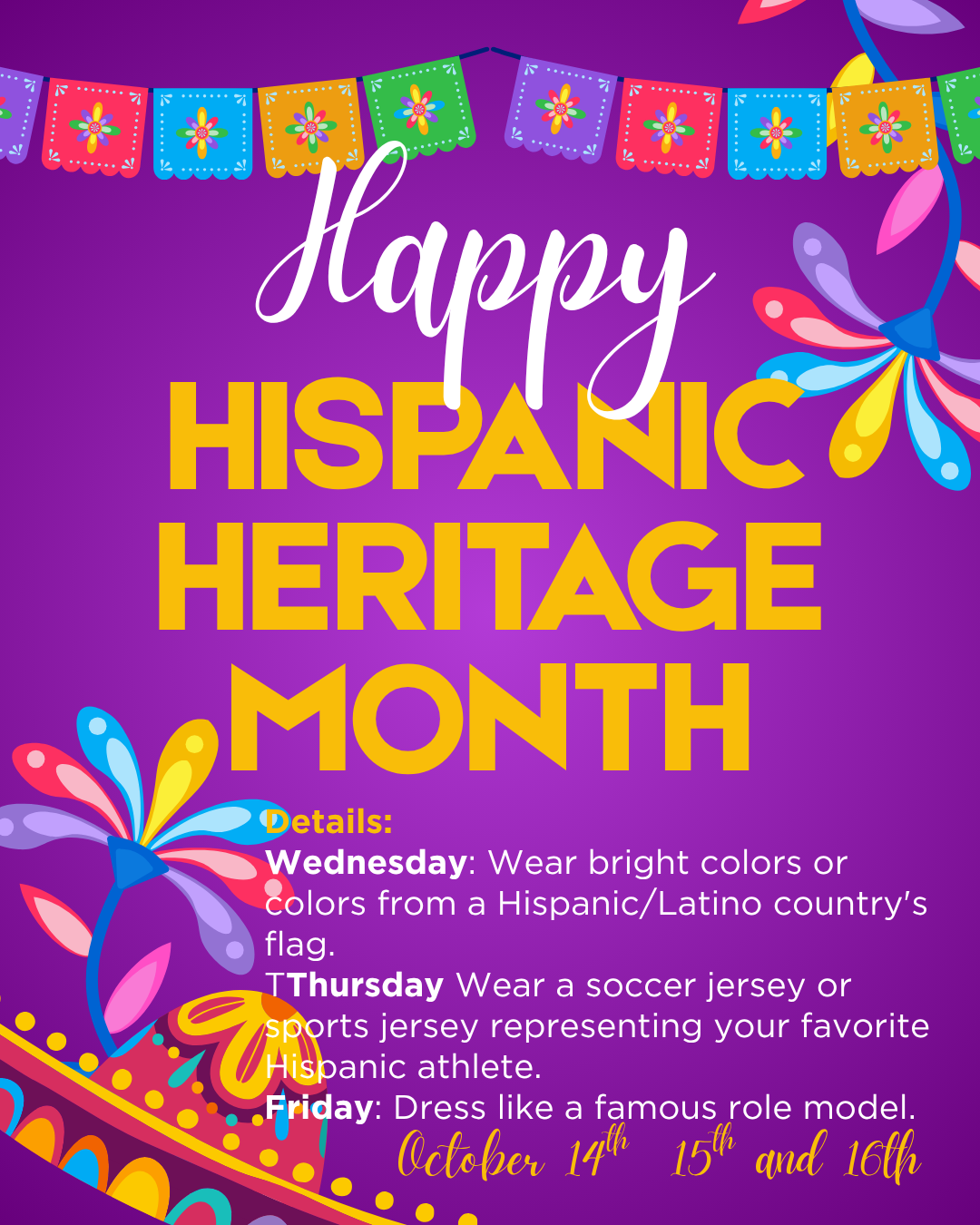 Celebrate Hispanic Heritage Month Oct.14-16