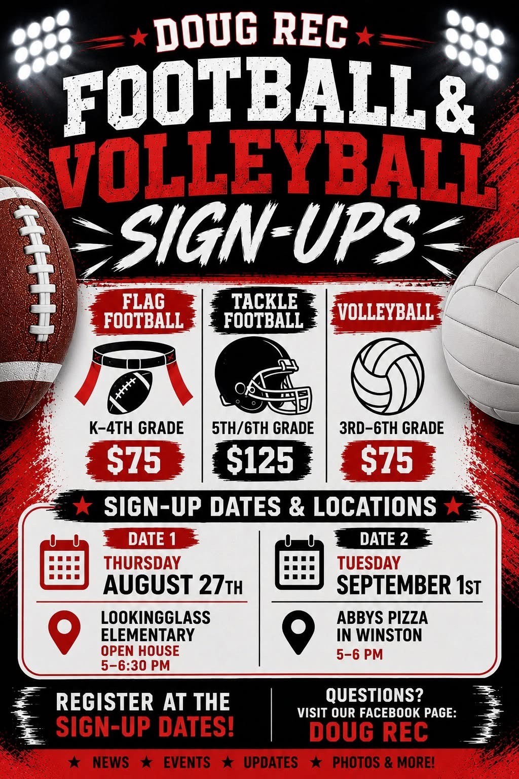 Doug Rec Sign Ups for Fall Sports