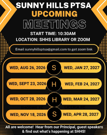 PTSA Dates for 2026-27