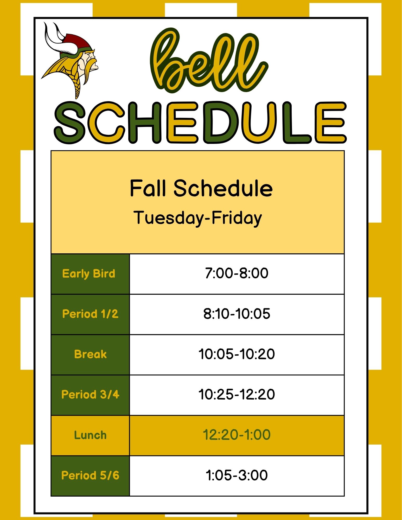 Bell Schedule Tue-Fri