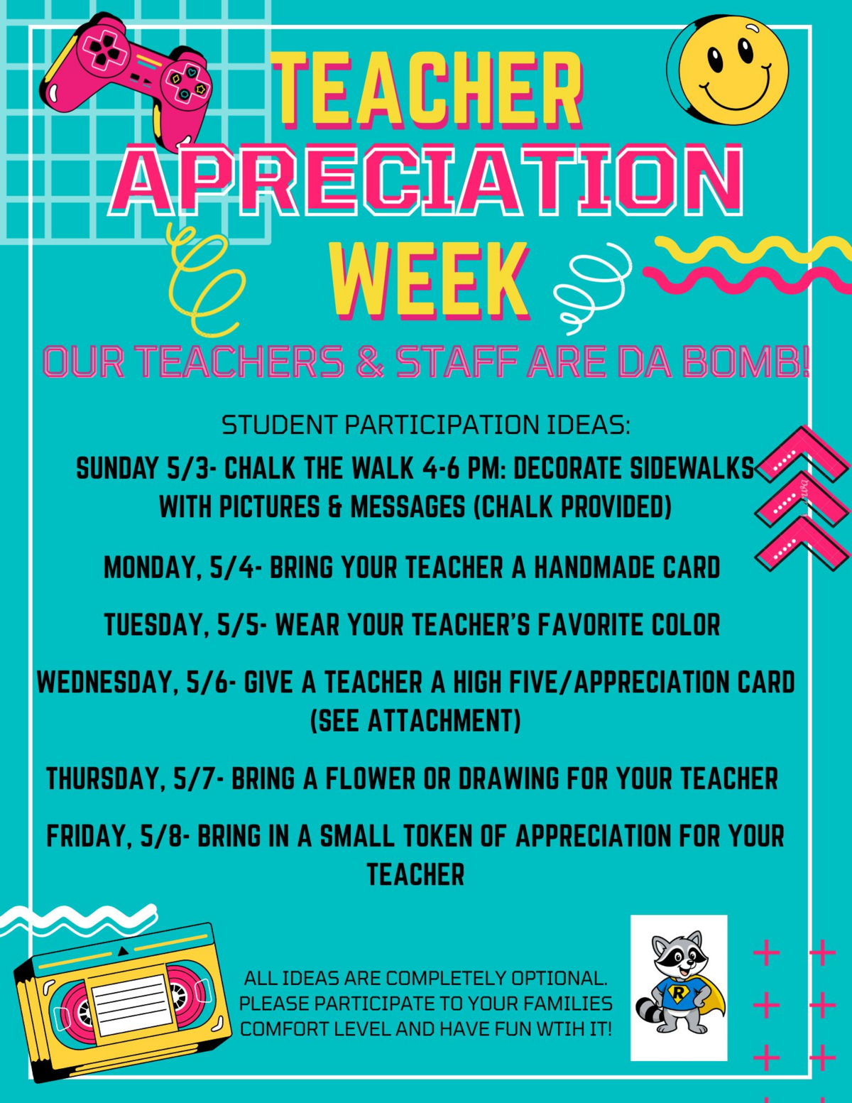 Staff Appreciation Week 5/4 through 5/8