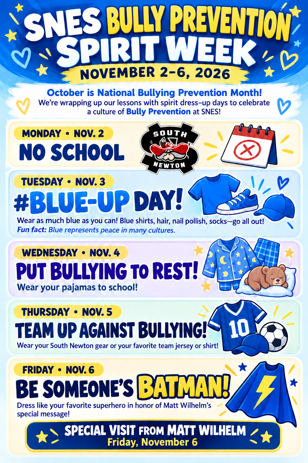 SNES Bully Prevention Spirit Week | November 2–6