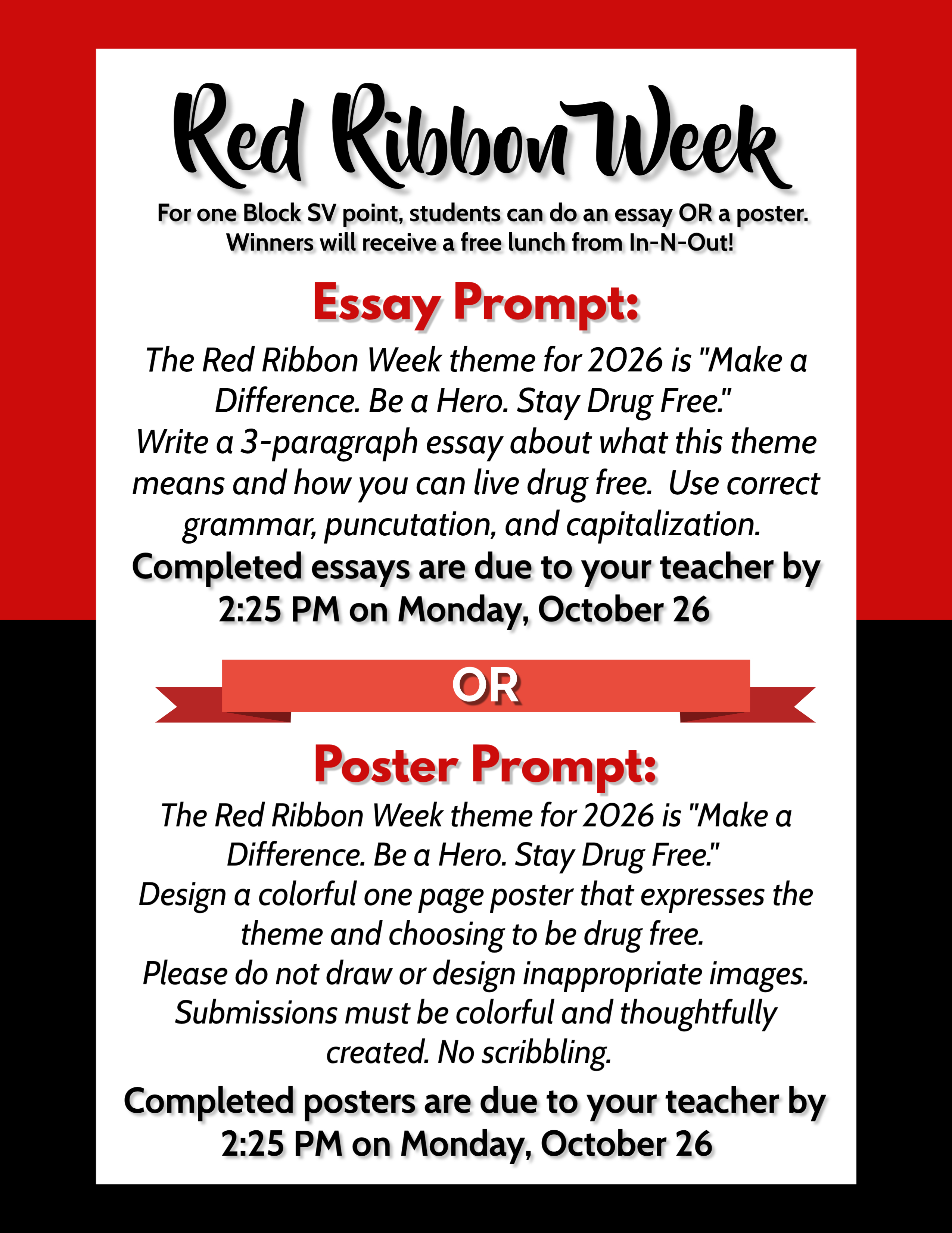 Red Ribbon Week - Essay or Poster Contest