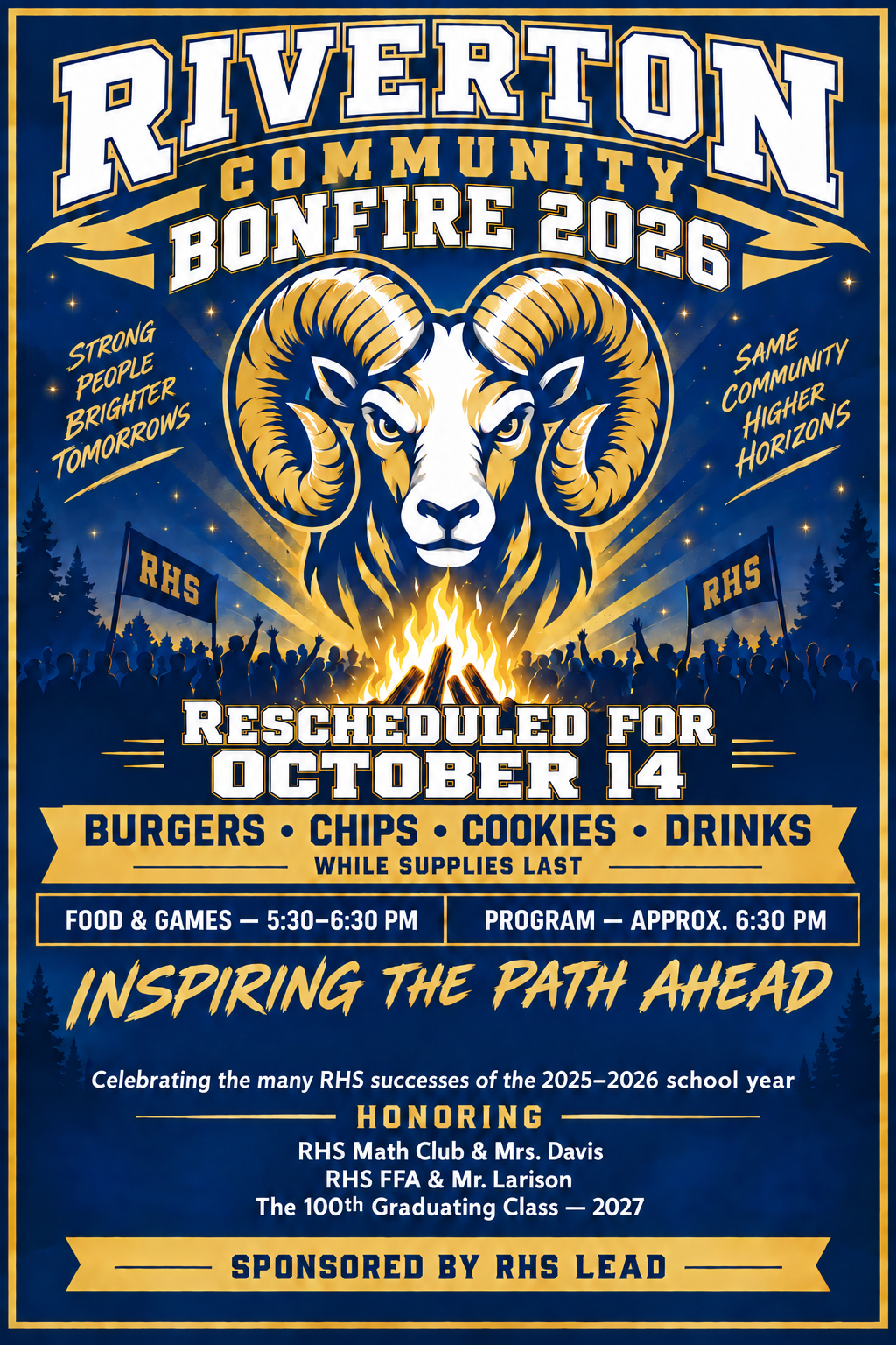 Bonfire Rescheduled for Wed. October 14th 