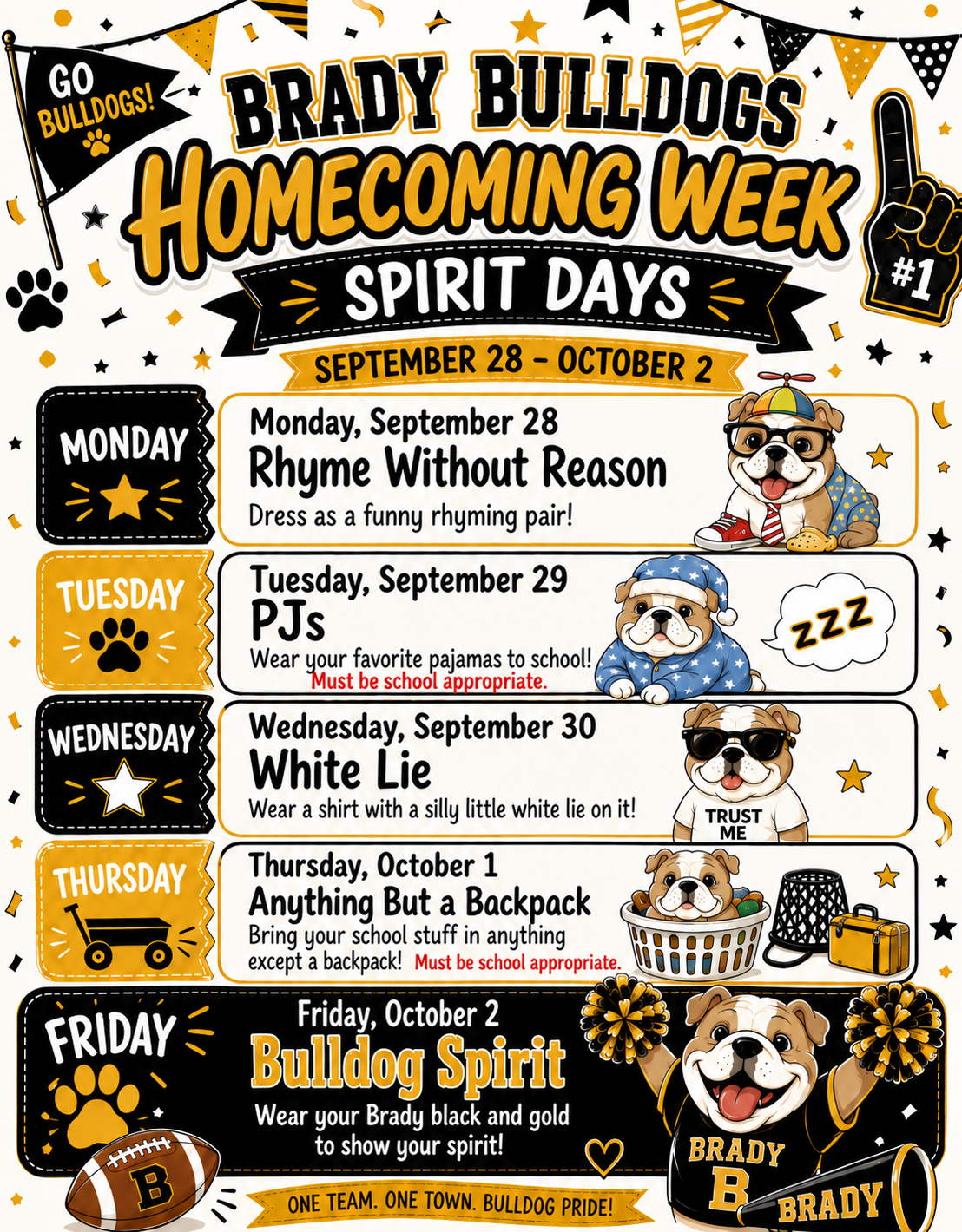Homecoming Dress up Days September 28th -October 2