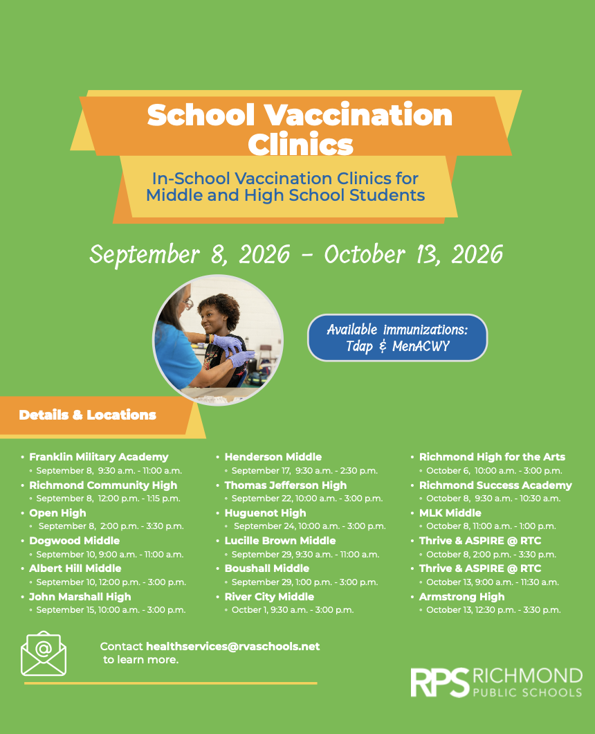 School Vaccination Clinic for 7th Grade Eagles!!