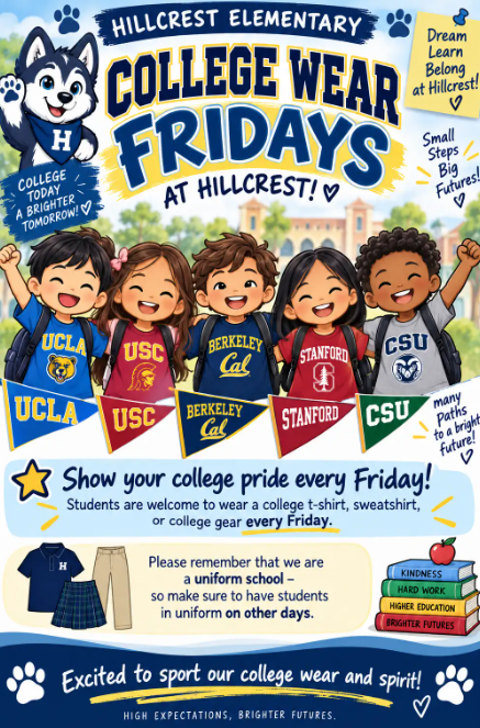 College Wear Fridays at Hillcrest