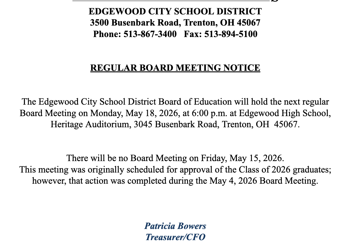 Regular Board Meeting Notice