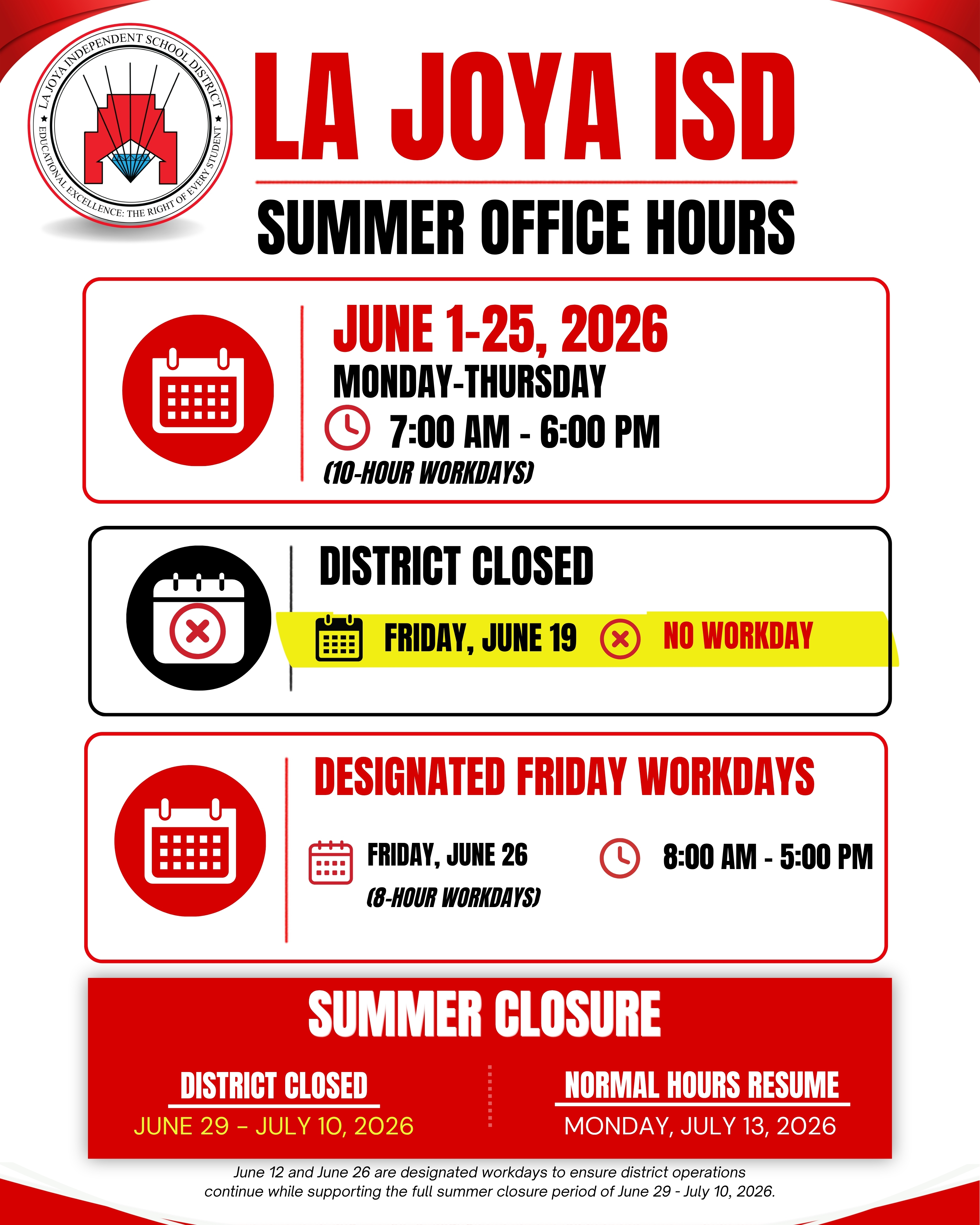 ☀️🕒 SUMMER OFFICE HOURS REMINDER 🕒☀️