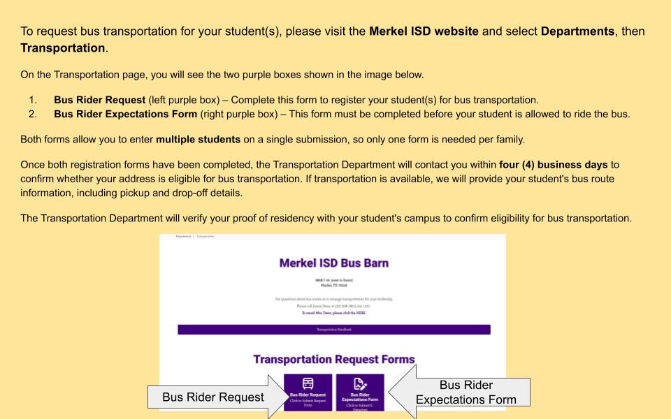 Bus Rider Request Information