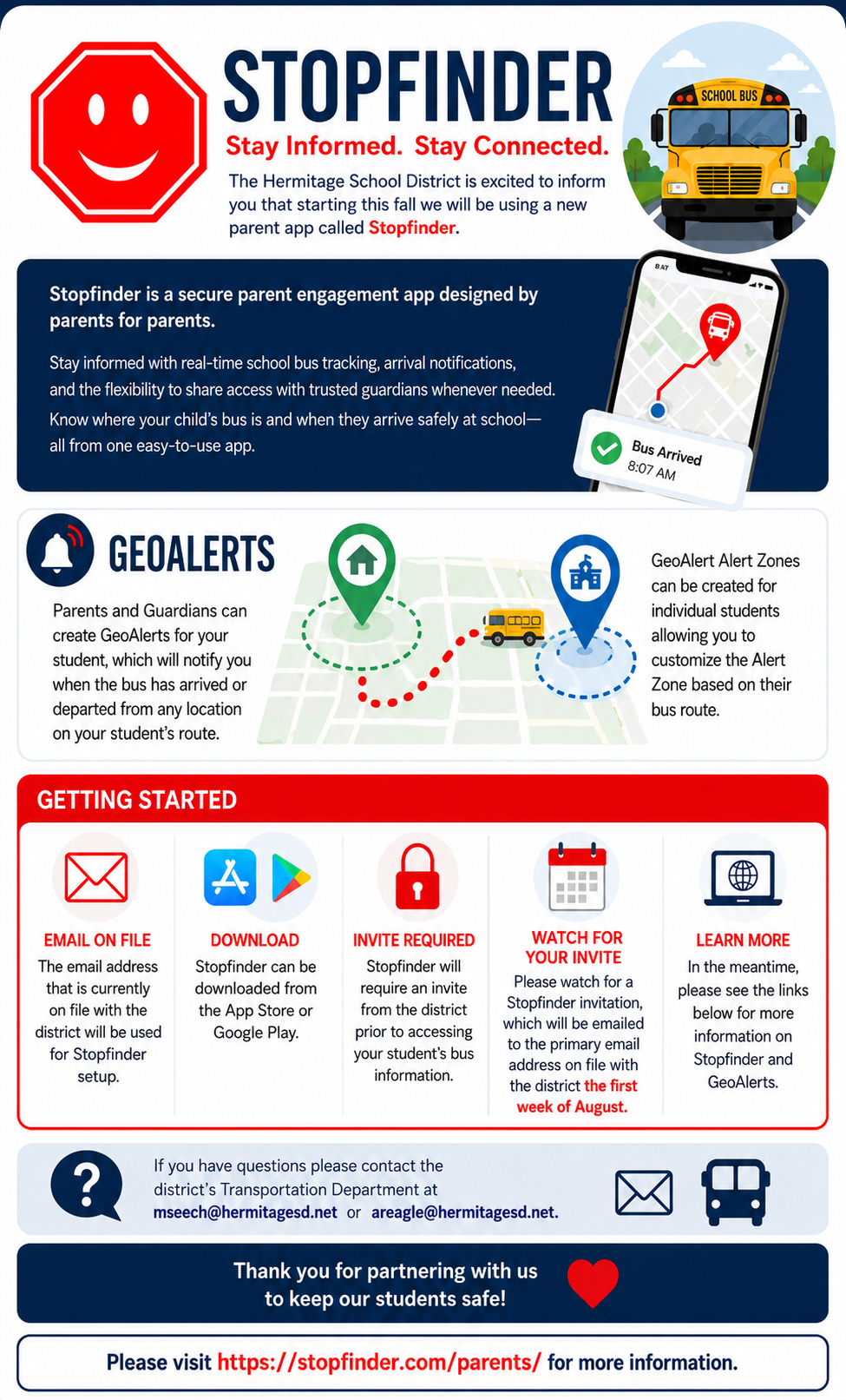 Stopfinder - NEW App to communicate transportation updates coming in early August!