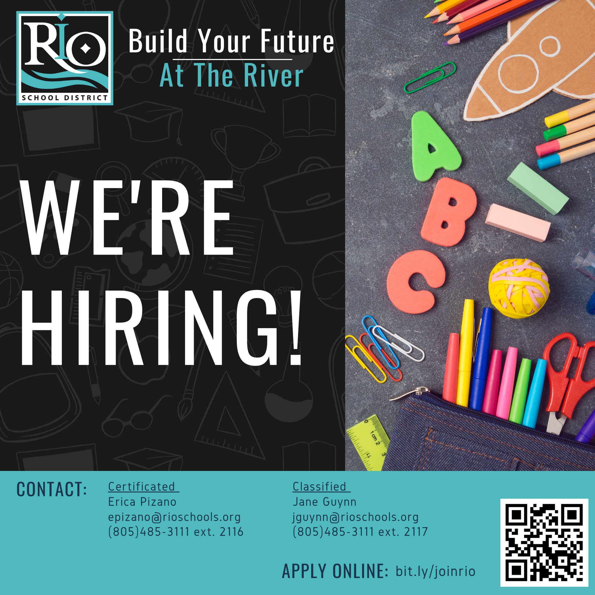 📣 WE’RE HIRING AT RIO SCHOOL DISTRICT! 💙💛