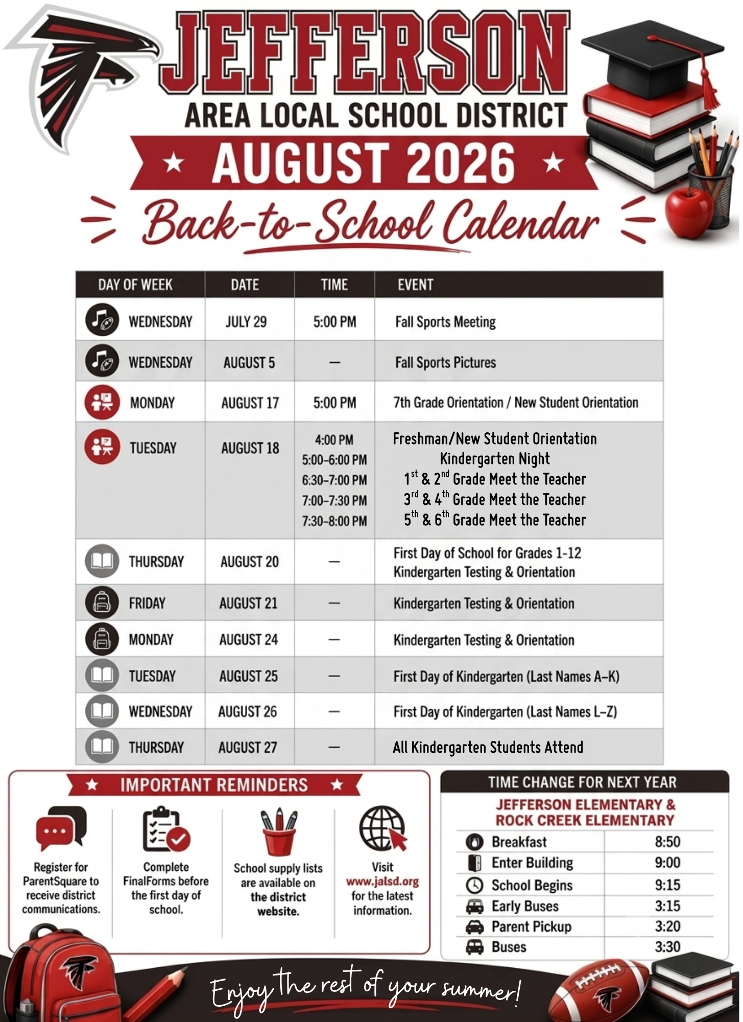 Back to School Calendar