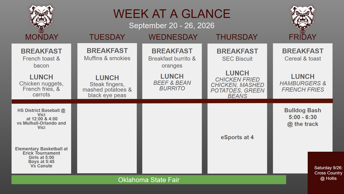 Week at a Glance September 20-26 UPDATED