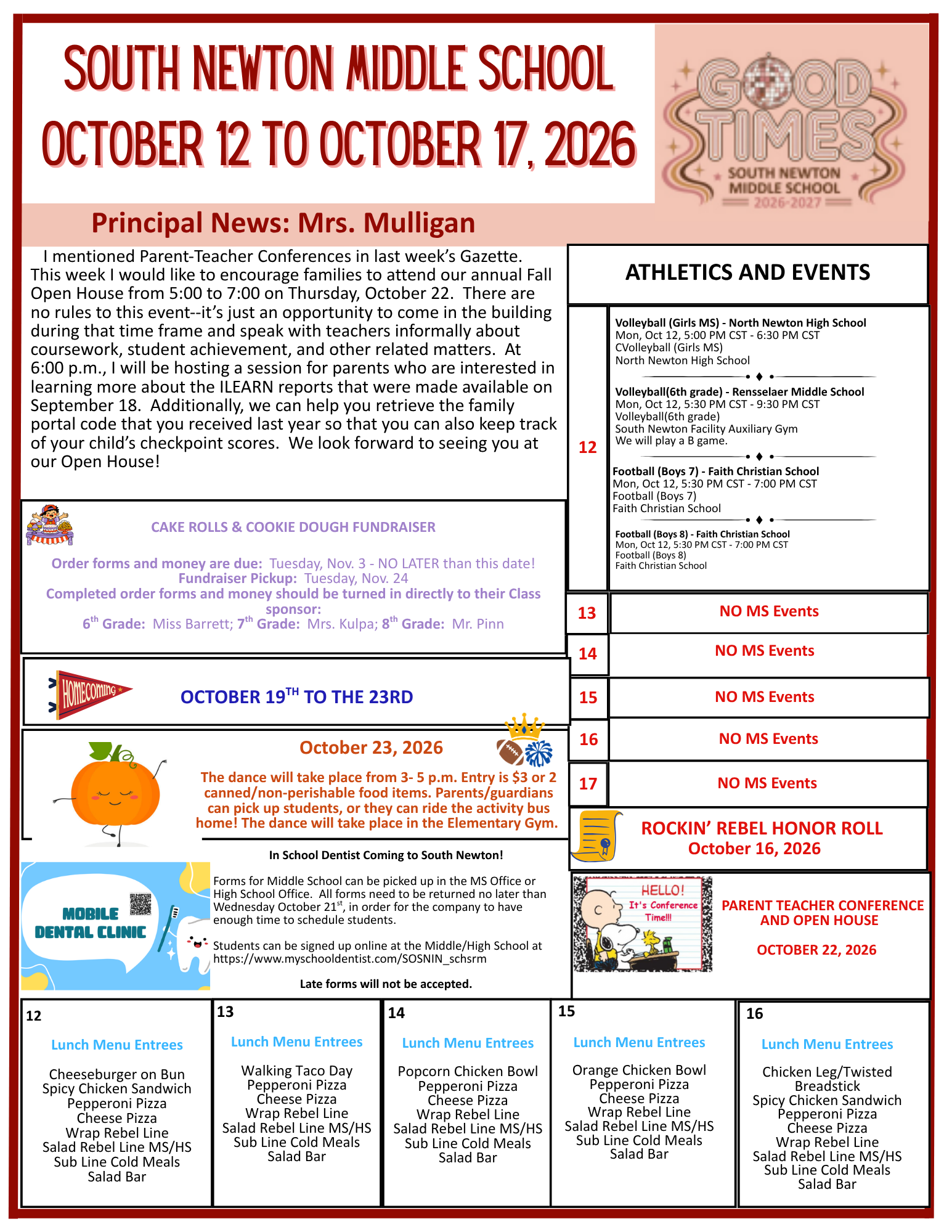 SNMS Gazette October 12 - 17, 2026