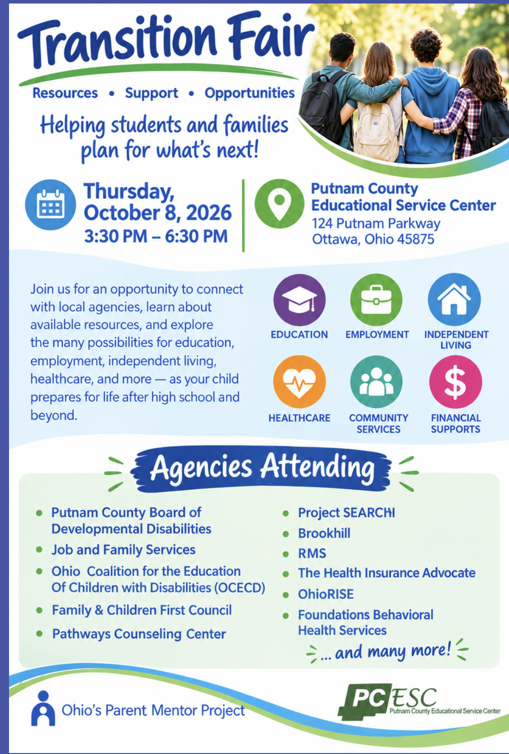 Transition Fair tomorrow October 8th from 3:30-6:30 at the ESC